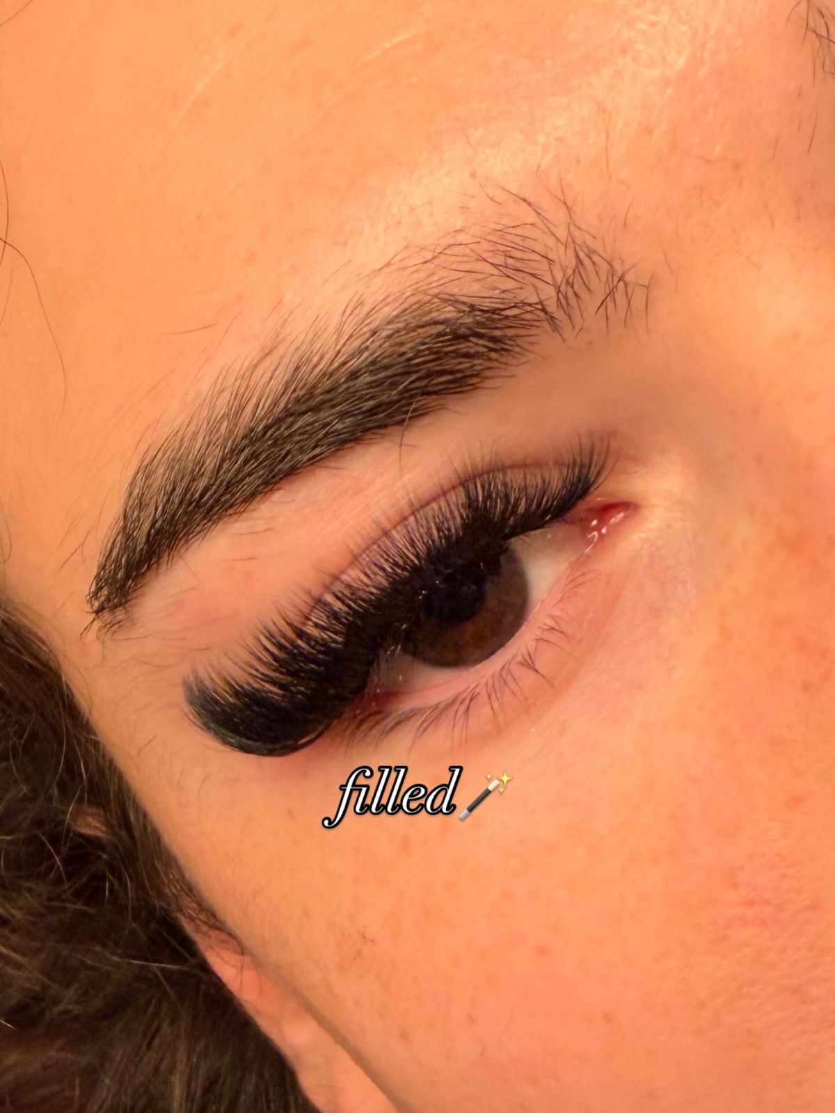 Dense volume fill on a brown eye
