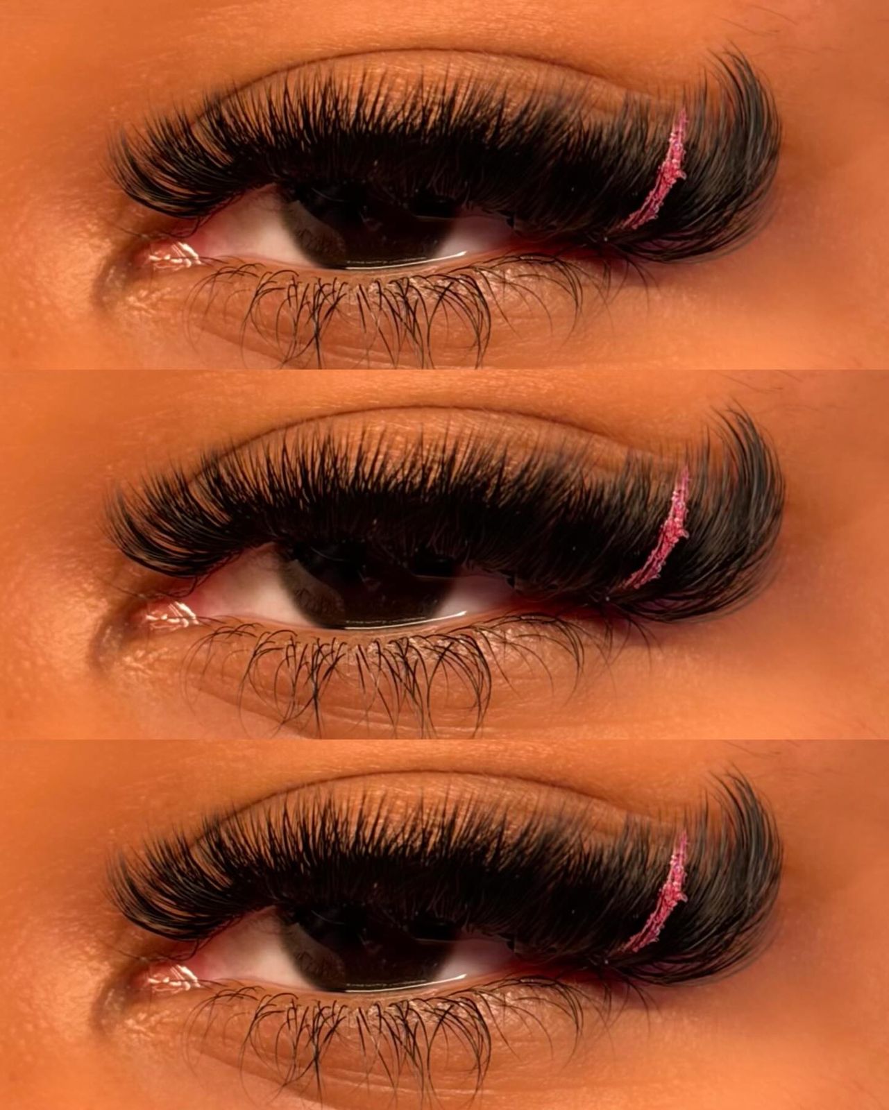 Volume set with pink accent, three views