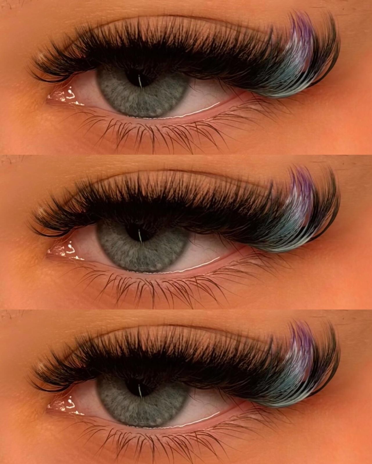 Blue and lilac color set, three views